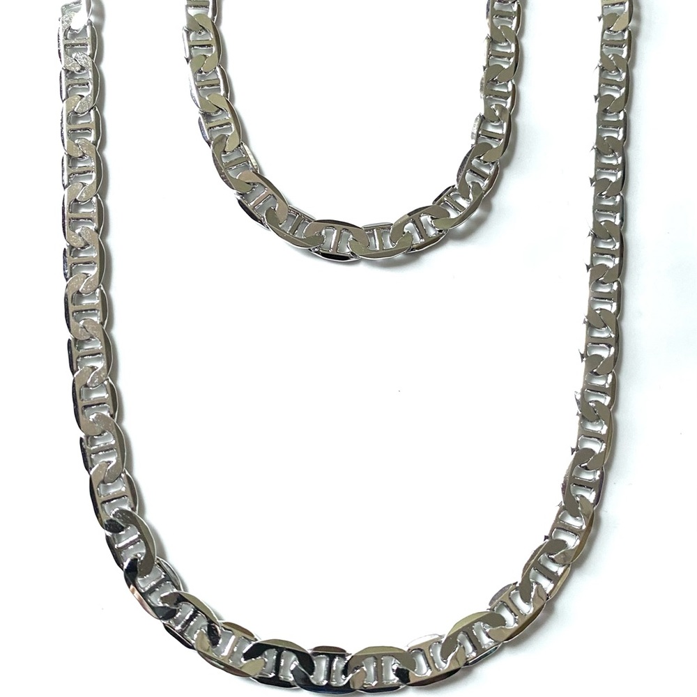 Silver Tone Oval Link Chain & Matching Bracelet